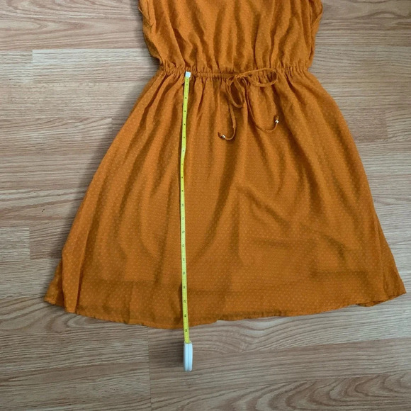 H&M Orange Embroidered Print Ruffle Sleeve Elastic Waist A Line Dress Size 0 - Picture 12 of 16